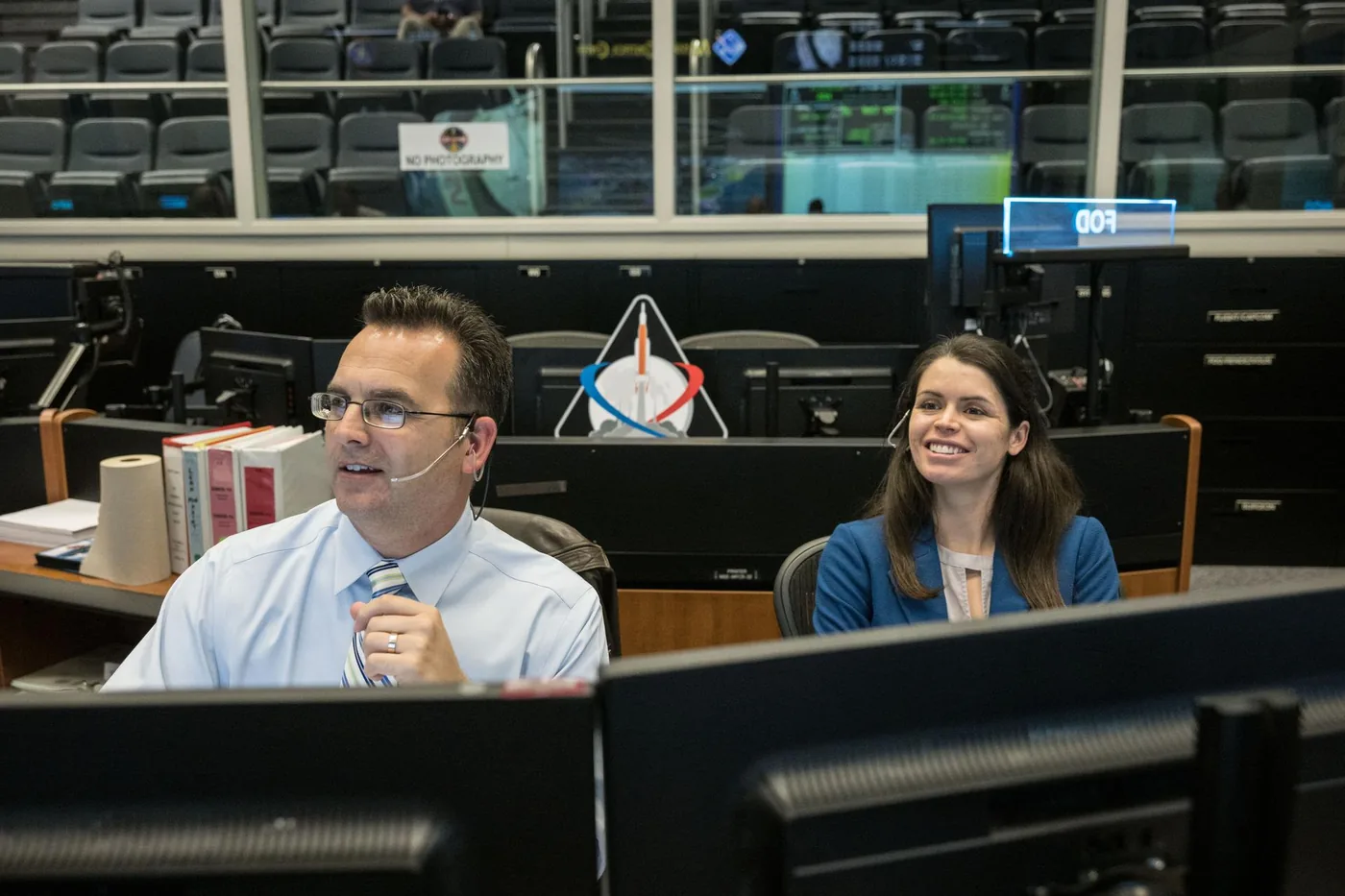 NASA flight director team members participating in operational readiness preparations at Johnson Space Center