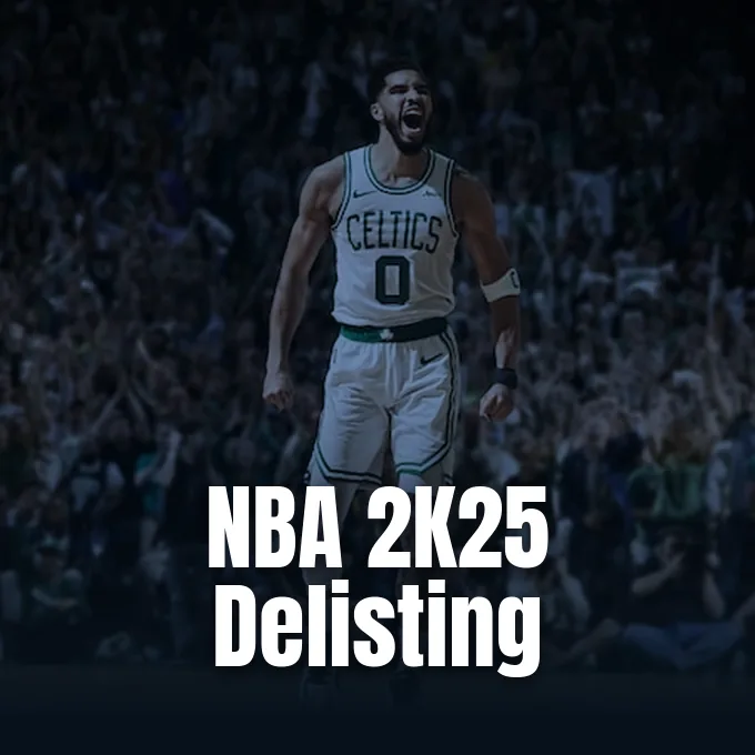 Video game athlete Jayson Tatum screams in celebration on the basketball court during an NBA game.
