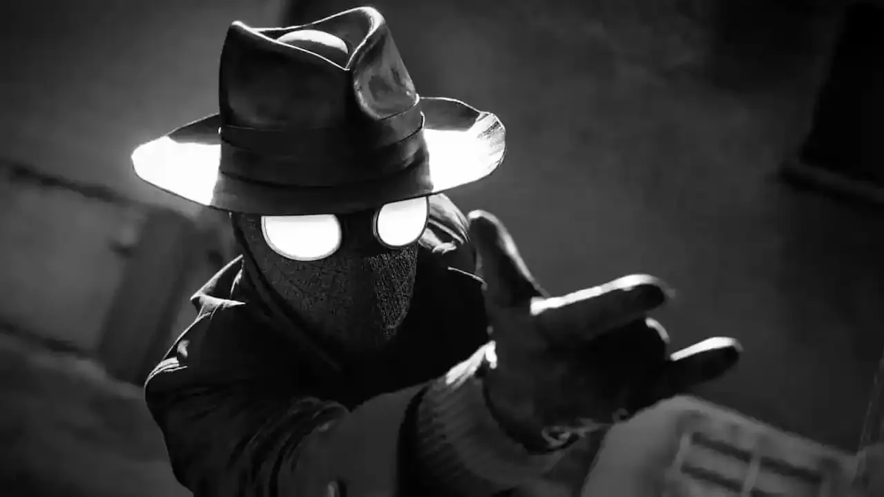 Promotional artwork featuring the Nicolas Cage Spider-Noir character in costume.