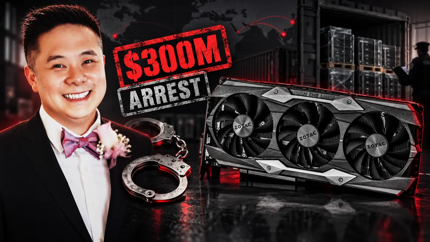 Cyber Security News graphic detailing the $300 million Nvidia chip smuggling indictment and arrest.