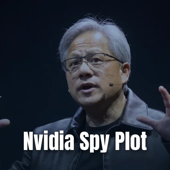Nvidia CEO Jensen Huang speaking on stage wearing his signature black leather jacket.