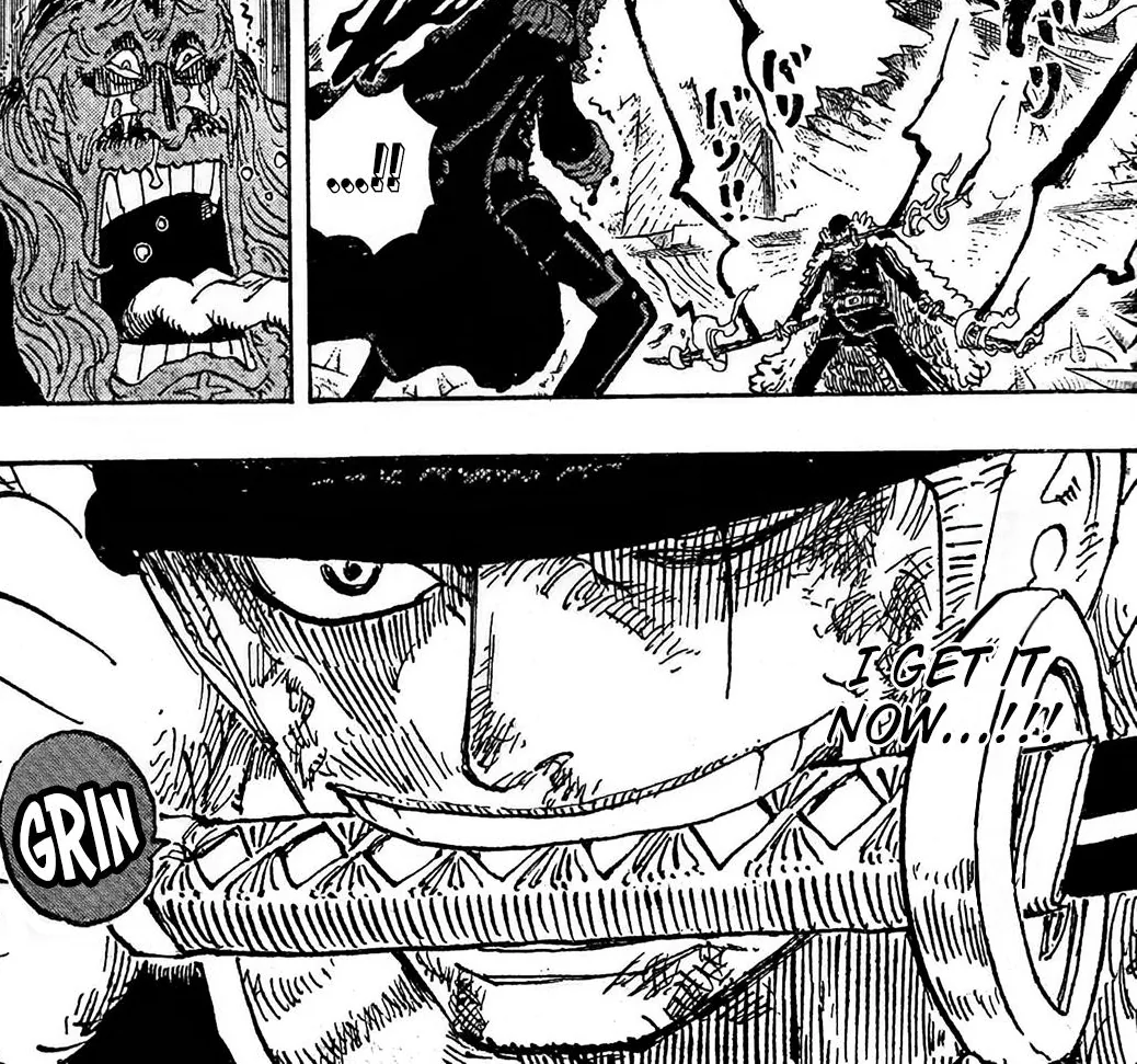 Zoro preparing to attack Saint Sommers in One Piece Chapter 1195.