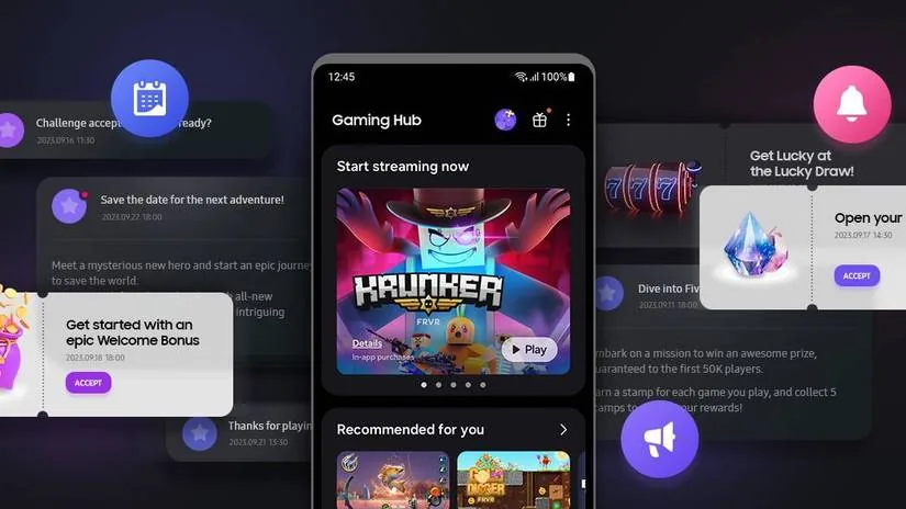Samsung Gaming Hub interface featured among built-in One UI apps
