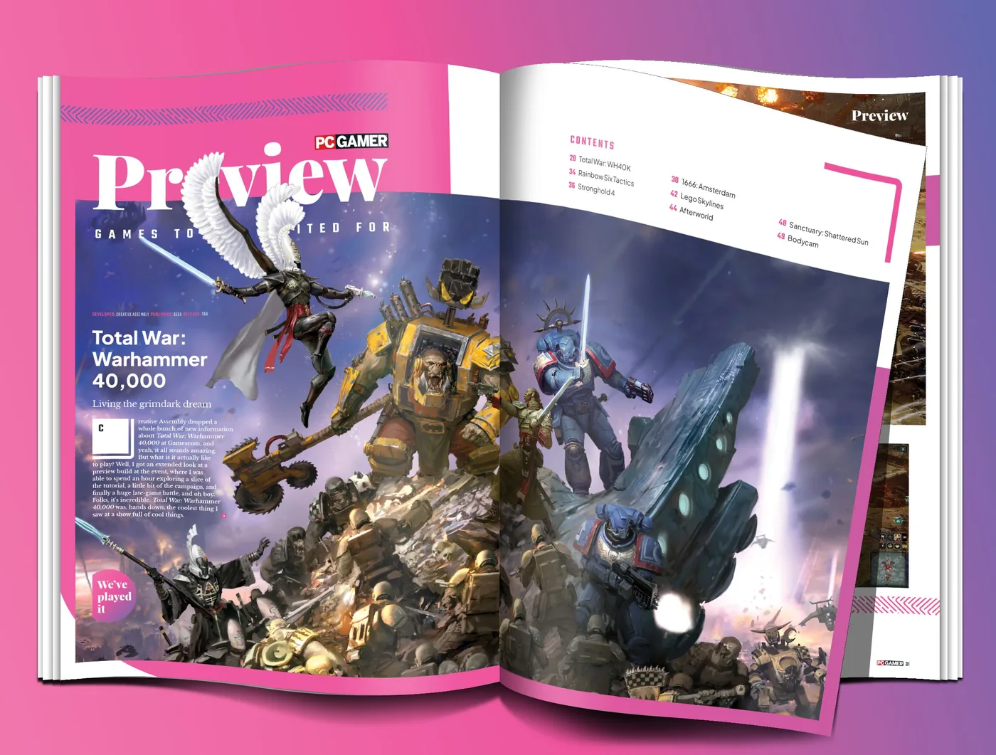 A promotional screenshot from World of Warcraft: Forever showcased in PC Gamer magazine.