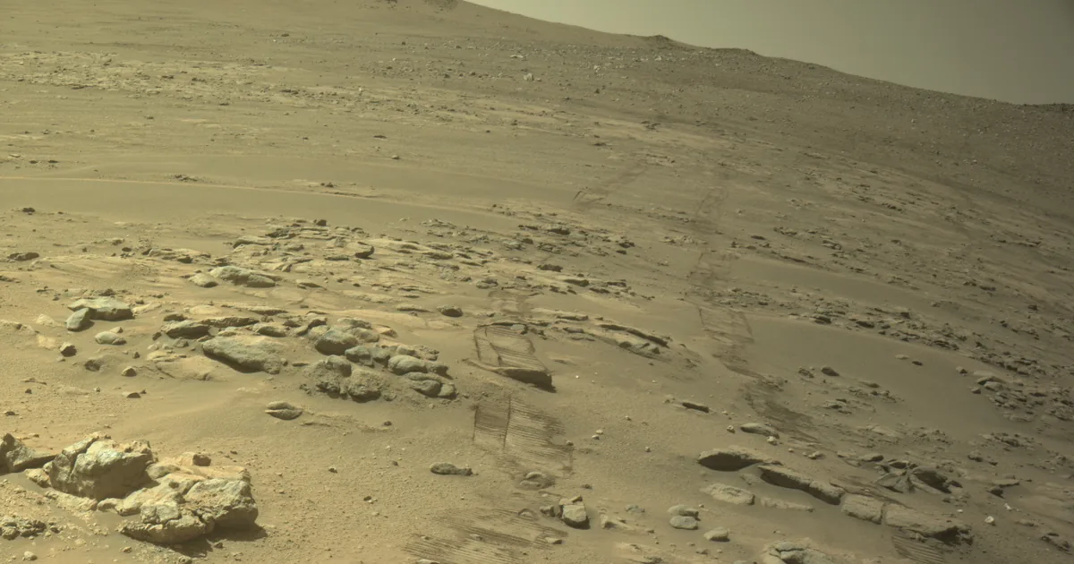 NASA Perseverance rover exploring the Jezero Crater rim on Mars