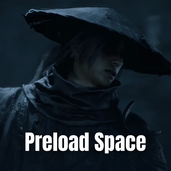 A dark-clad warrior wearing a wide conical hat and dark cloak in Phantom Blade Zero.