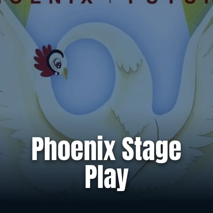 Illustration of Osamu Tezuka's Phoenix bird character with white feathers against a blue circular background.