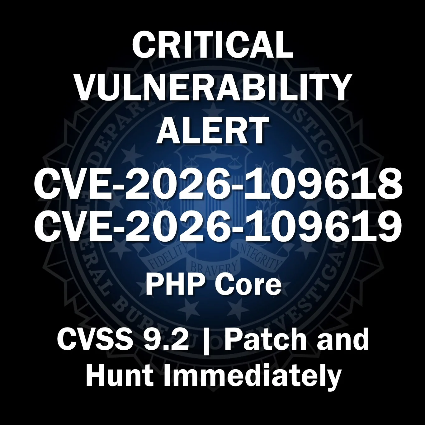 Official FBI advisory graphic regarding PHP flaws