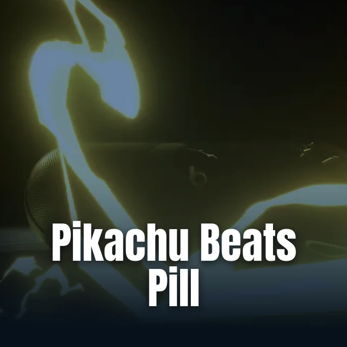 A Pikachu-themed Beats Pill speaker teaser graphic.