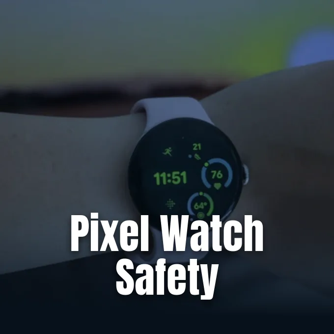 A close-up view of a Google Pixel Watch worn on a wrist showing the clock display.