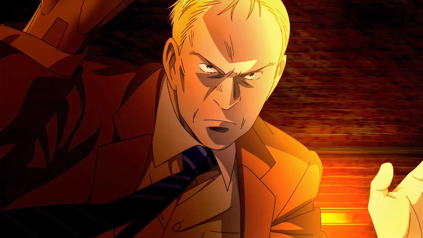 Detective Gesicht in a suit during an investigation in Pluto.