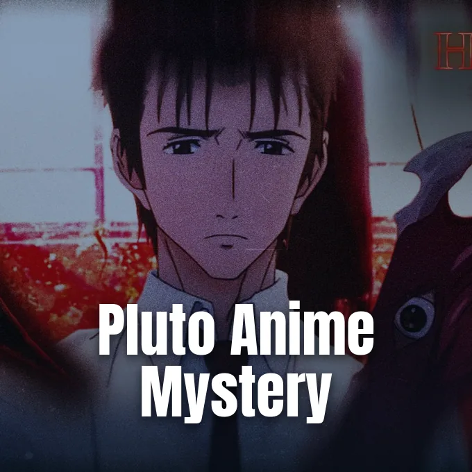 An anime character with short dark hair and a tie looking forward indoors.