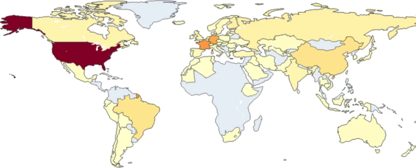 Global map showing geographic distribution of compromised servers in the United States and Western Europe.
