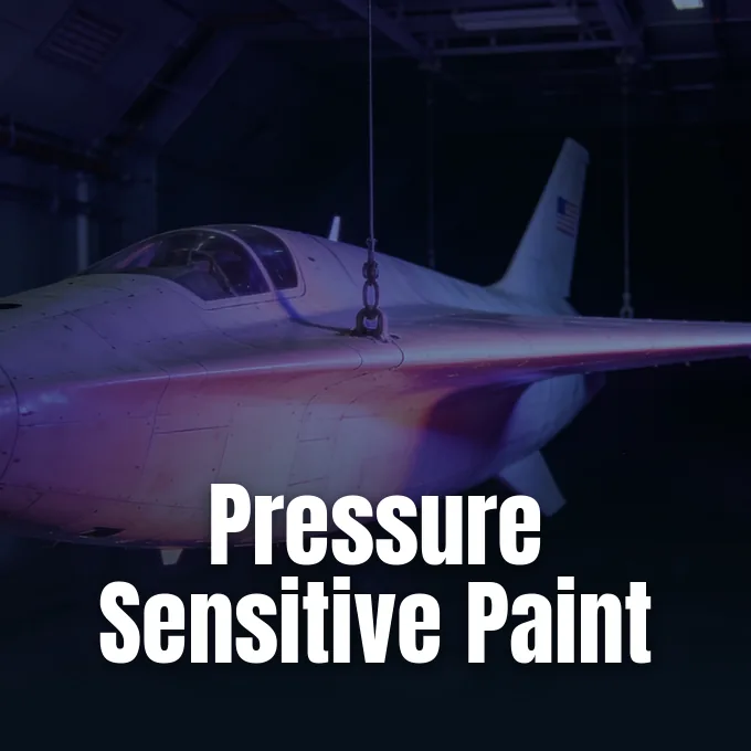 NASA Benchmark Supercritical Wing undergoing unsteady pressure sensitive paint evaluation in the Langley Transonic Dynamics Tunnel.