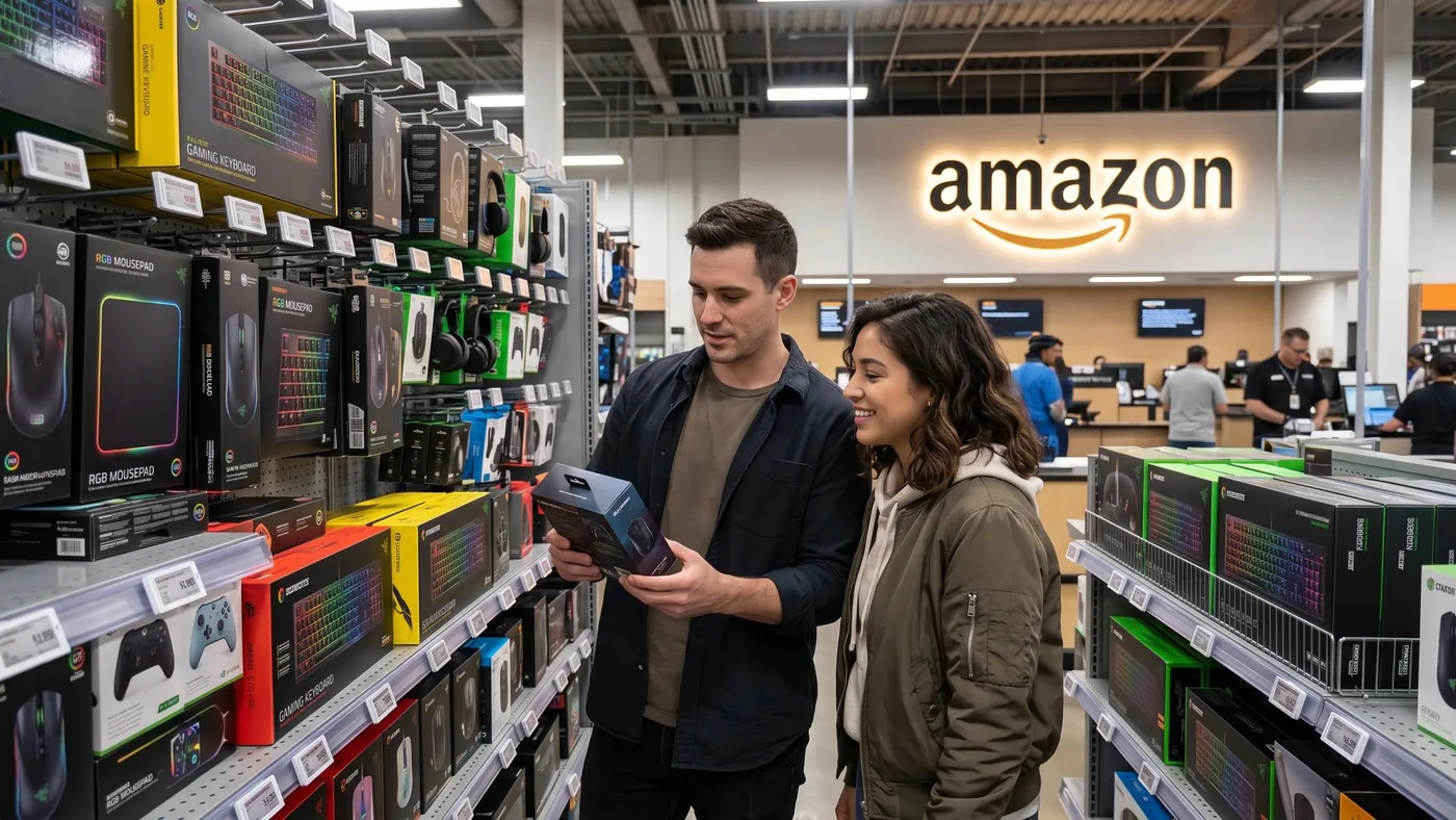 Shoppers browsing gaming hardware deals during the Amazon Prime Big Deal Days event.