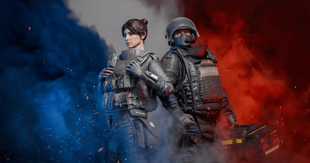 Promotional artwork for Rainbow Six Mobile showing tactical operators preparing for a match.