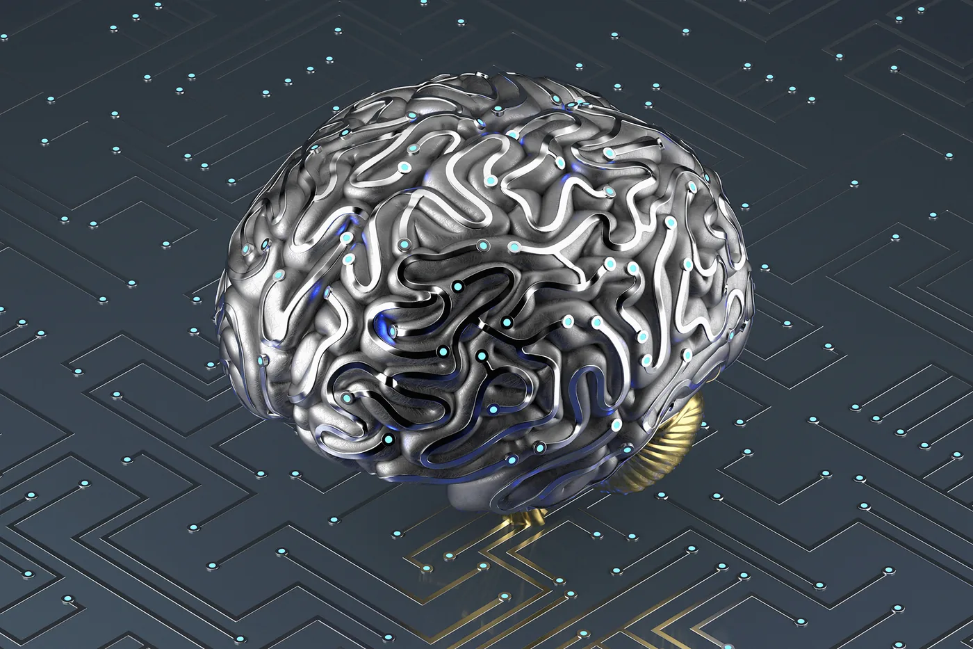 Conceptual graphic illustrating recursive self-improvement and autonomous machine intelligence.