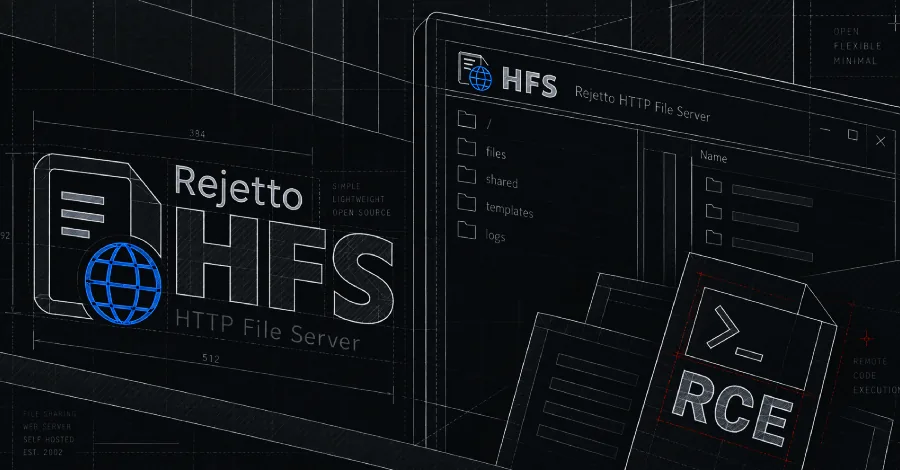 Diagram illustrating the Rejetto HFS remote code execution vulnerability workflow.