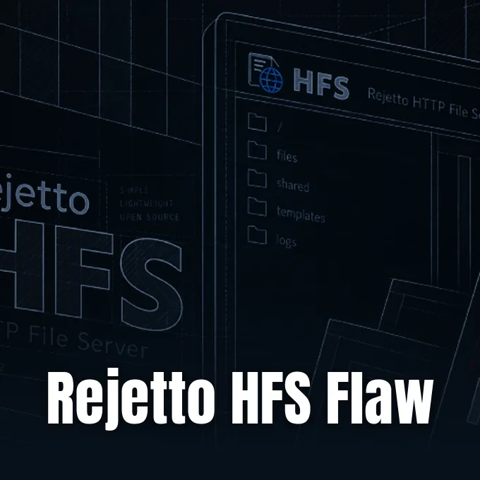 A dark digital illustration depicting the interface and file directory of Rejetto HTTP File Server software.
