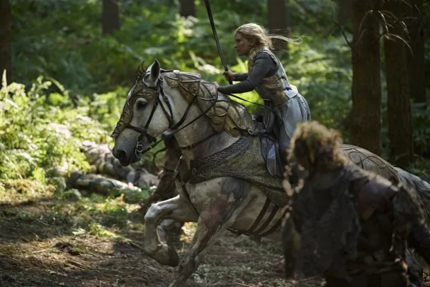 Morfydd Clark portraying Galadriel in promotional imagery.