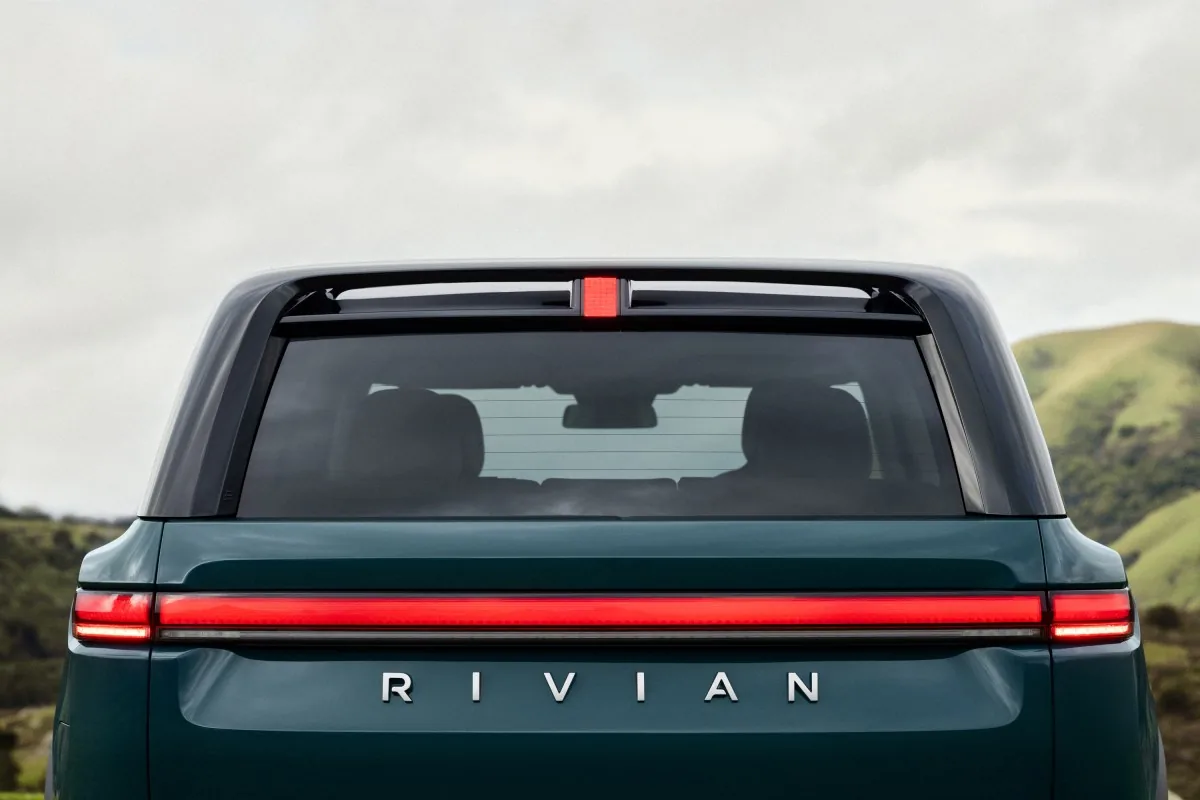 Rivian R2 electric SUV exterior shown in official media materials assessing Rivian sales numbers.