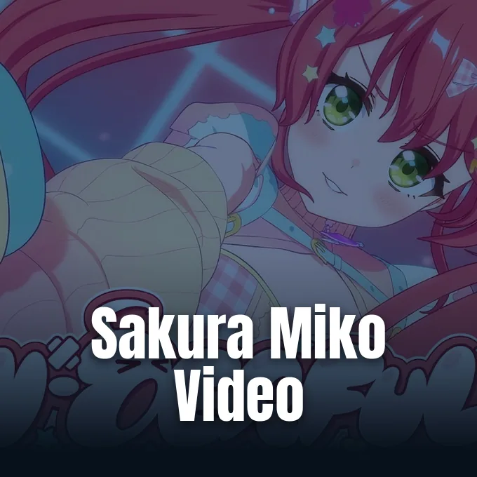 Anime character Sakura Miko with pink hair reaching forward in an animated music video scene.