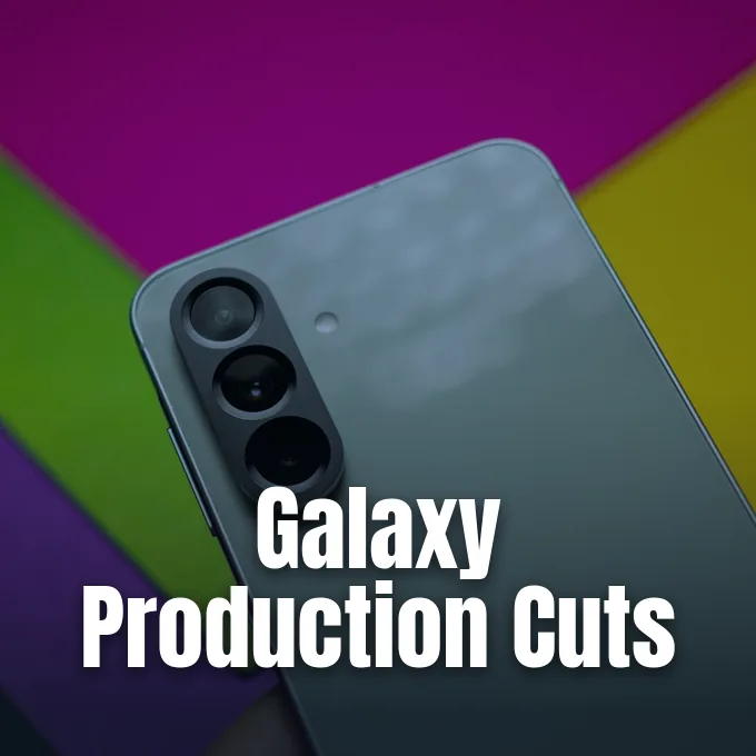 The rear camera module and back panel of a light green Samsung Galaxy smartphone against a colorful background.
