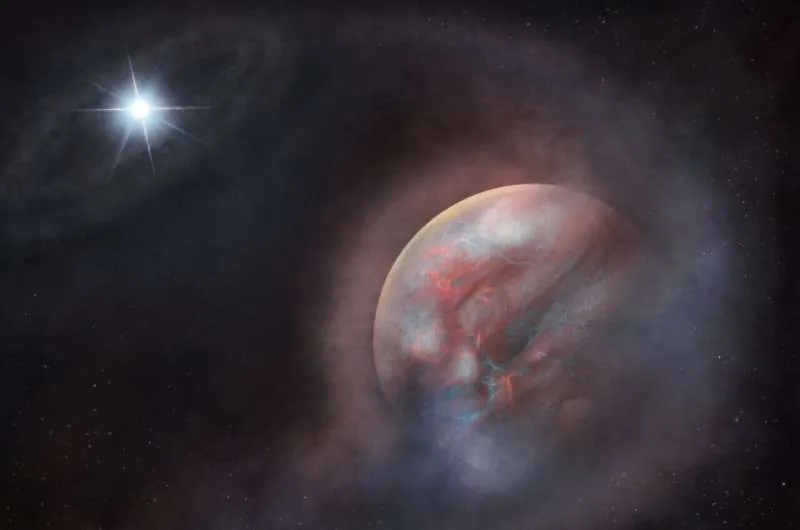 Artist impression of a candidate second-generation planet orbiting white dwarf HS 0209+0832.