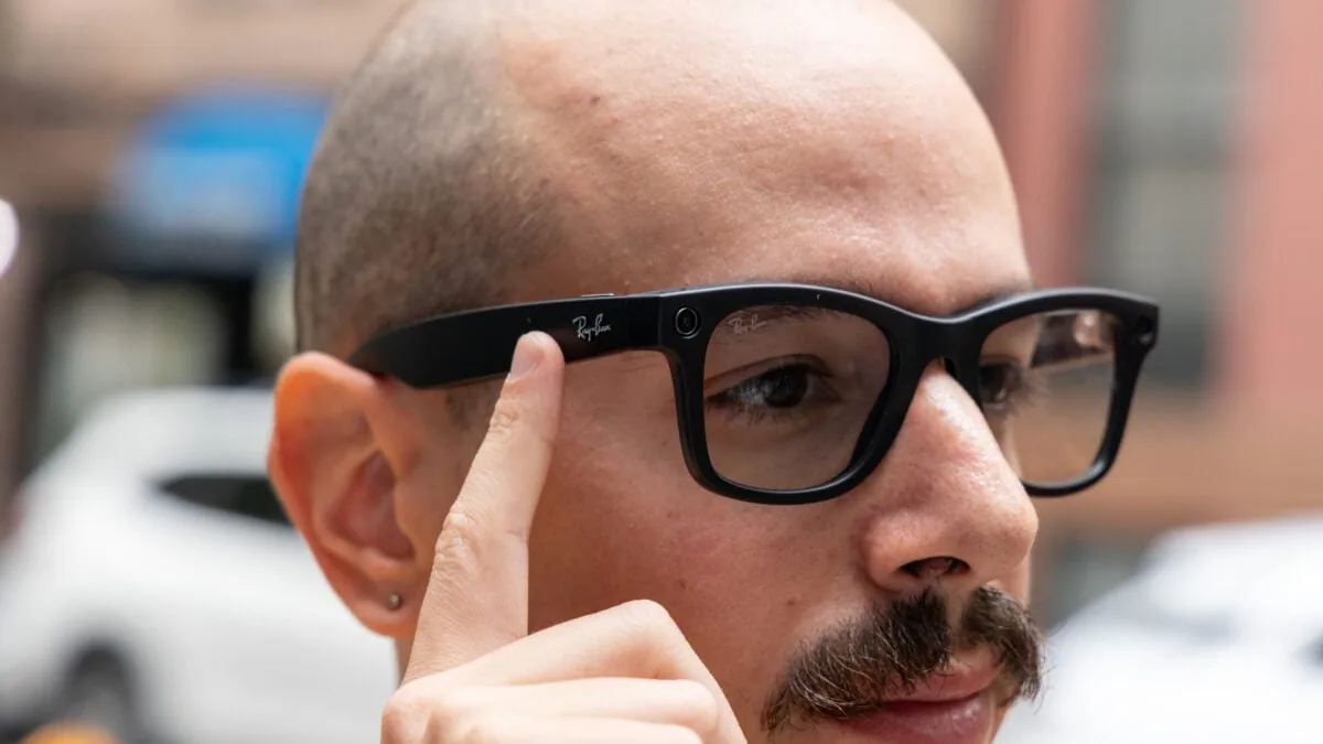 Side profile of Ray-Ban Meta smart glasses frame.
