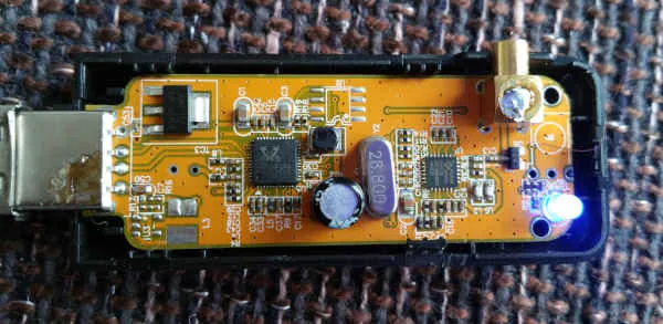 Internal circuit board of a compact RTL-SDR USB receiver