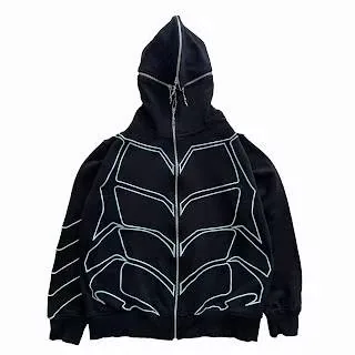 Zipped Igris hoodie displaying the high helmet hood closure