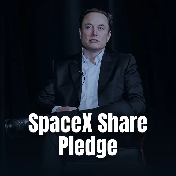 Elon Musk seated wearing a black jacket and white shirt against a dark background.