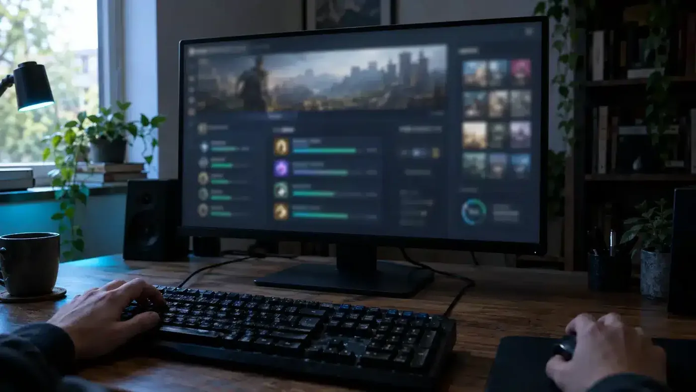 Steam Achievement Sets interface showing progress tracking bars for separate game categories