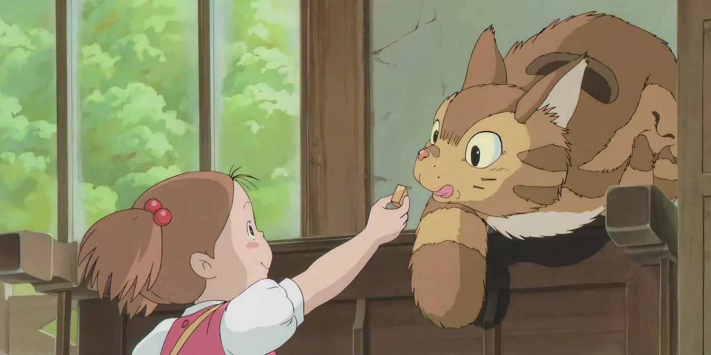 Four-year-old Mei feeds the Kittenbus in Studio Ghibli's short film Mei and the Kittenbus.