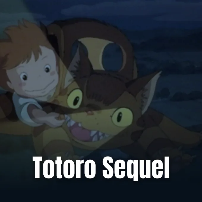 Mei riding inside a baby Catbus in an animated scene from Studio Ghibli's short film sequel.