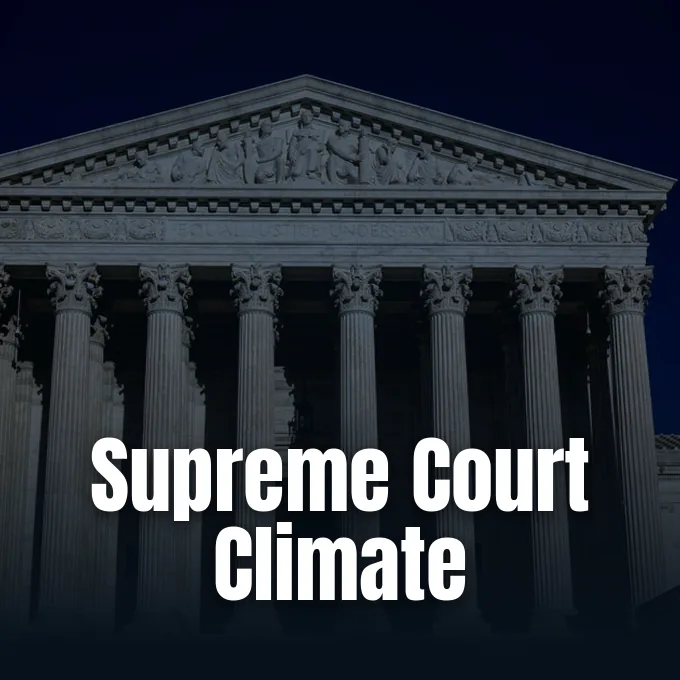 The exterior facade and neoclassical columns of the United States Supreme Court building in Washington.