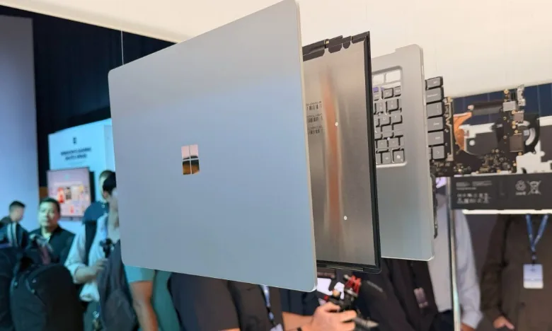 Internal hardware layout and cooling components of the Surface Laptop Ultra.