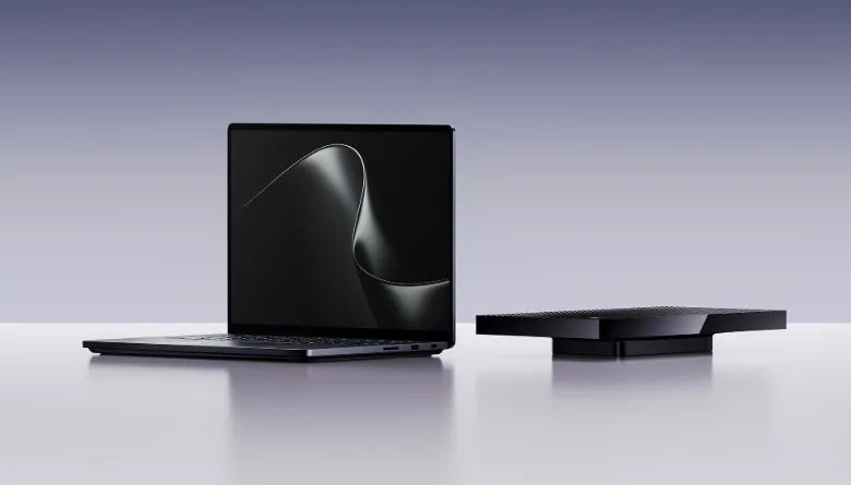The Surface Laptop Ultra and the Surface RTX Dev Box positioned on a table.
