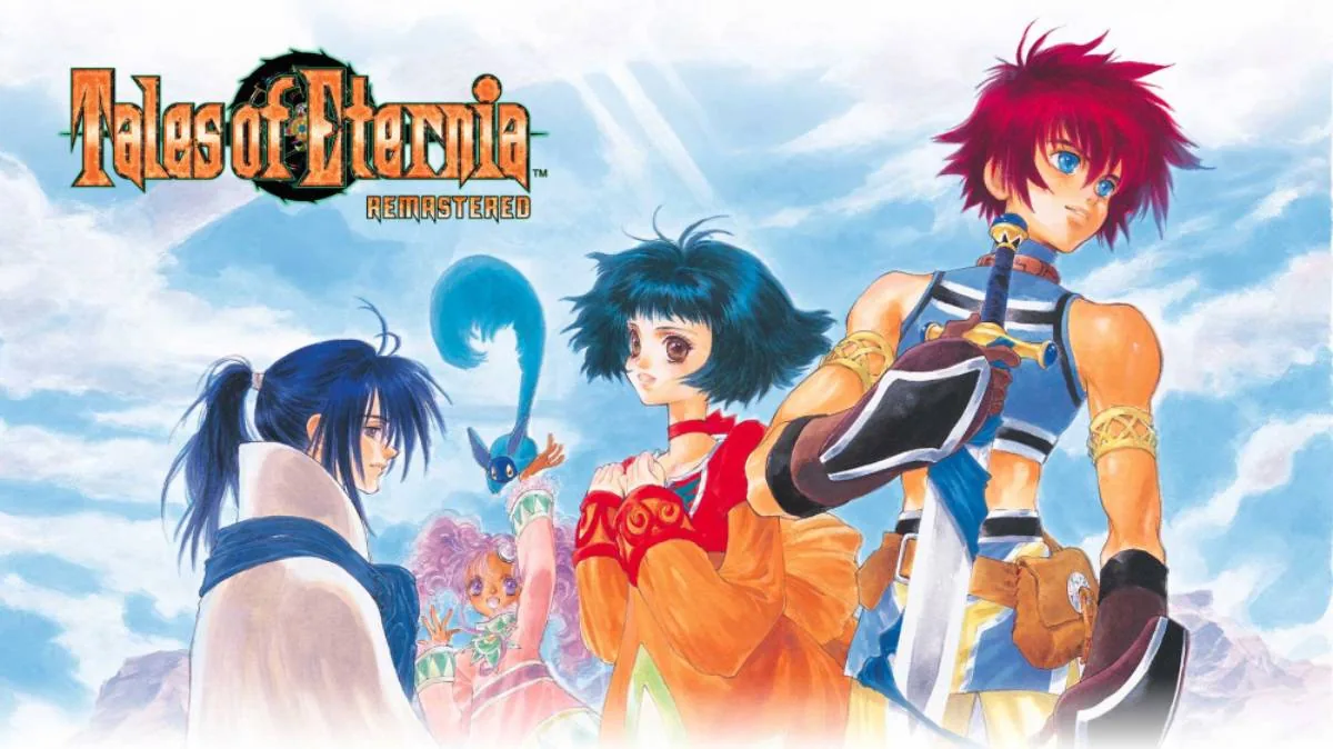 Tales of Eternia Remastered battle scene showing 2D combat action.