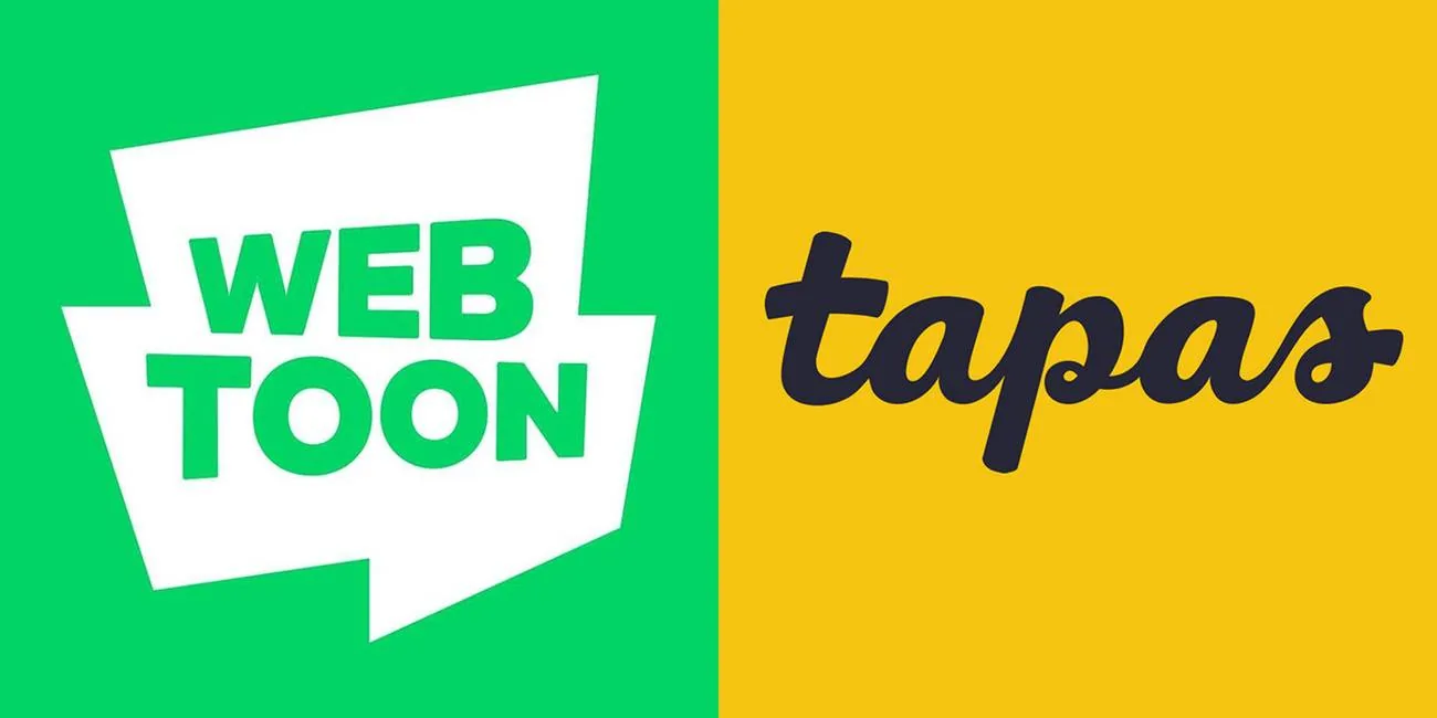Webtoon and Tapas logos displayed side by side.