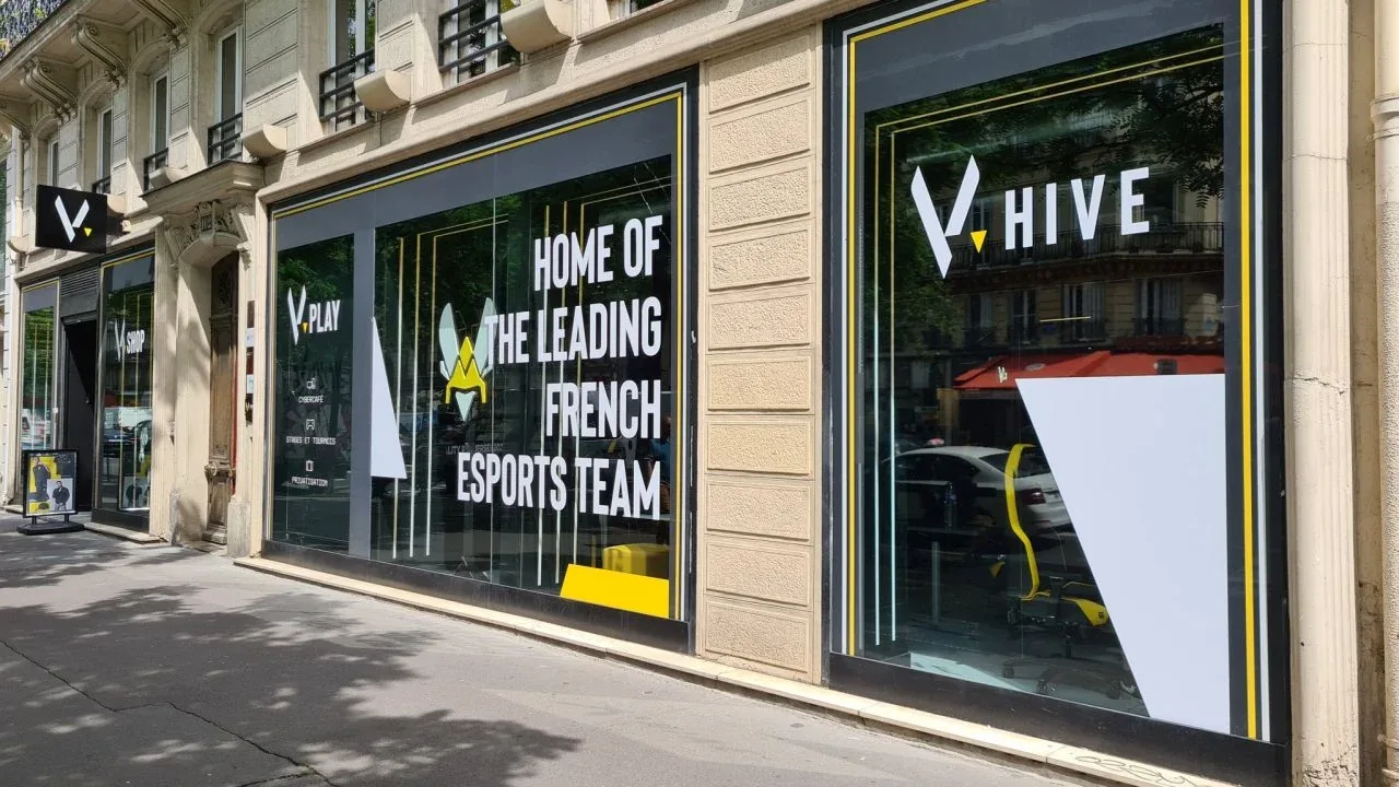 Team Vitality V.Hive facility during the Paris protests
