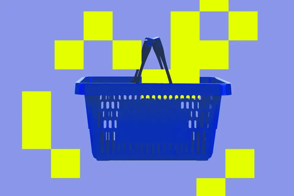 Digital shopping network graphic illustrating automated retail browsing.