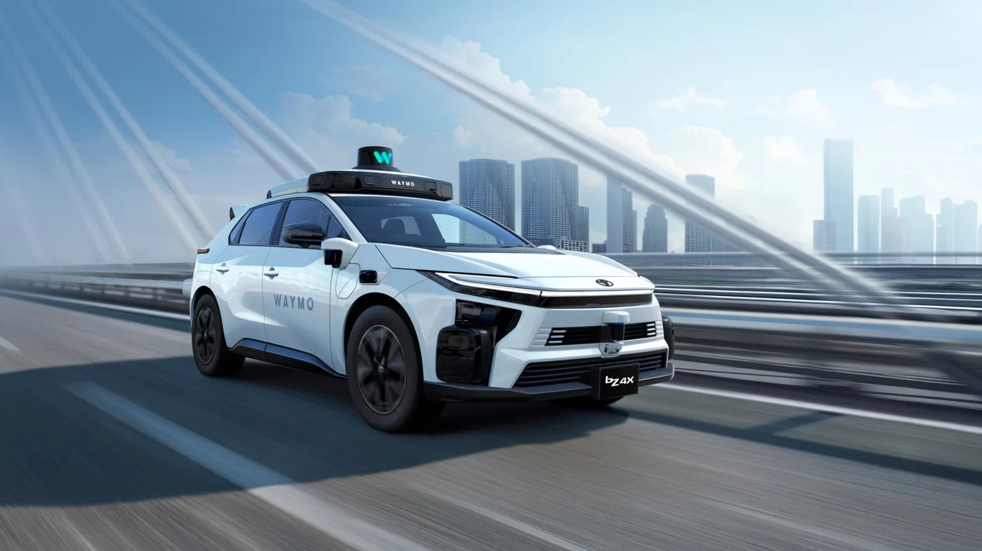 A Toyota bZ4X robotaxi prototype designed for autonomous driving tests.
