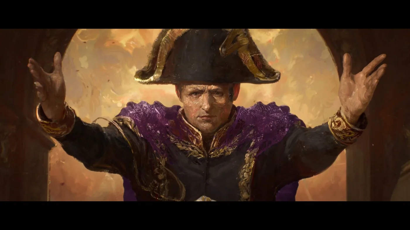 Napoleon Bonaparte depicted in an ornate uniform in Valor Mortis.