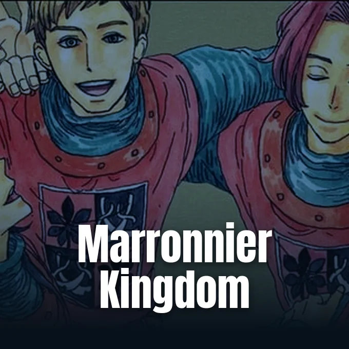 Promotional artwork for The Seven Knights of the Marronnier Kingdom manga licensed under Viz Media manga releases.