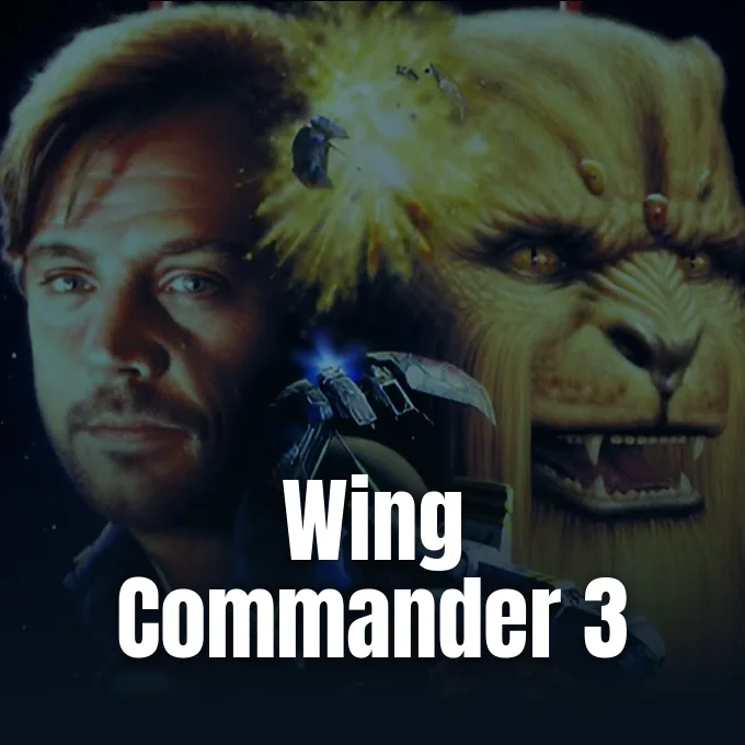 Mark Hamill as Christopher Blair alongside a Kilrathi warrior from the video game Wing Commander 3.