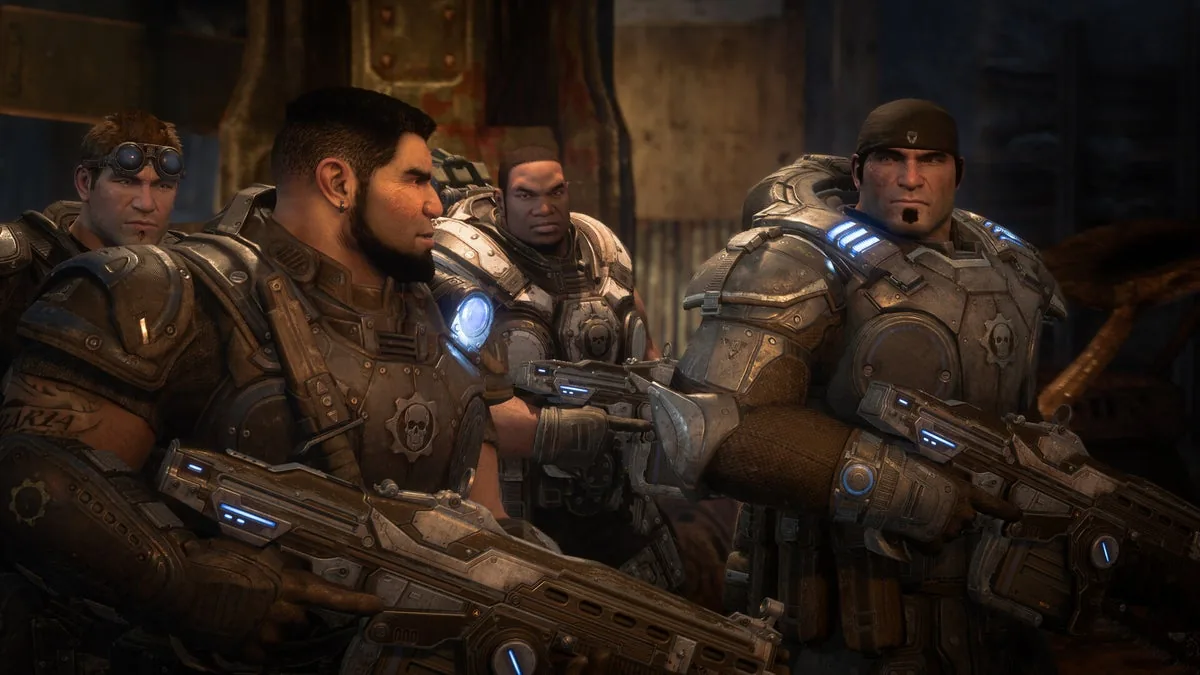 Gears of War squad artwork representing supported Xbox disc to digital catalog titles.